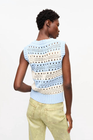 Ganni - Colete de algodão com gola redonda