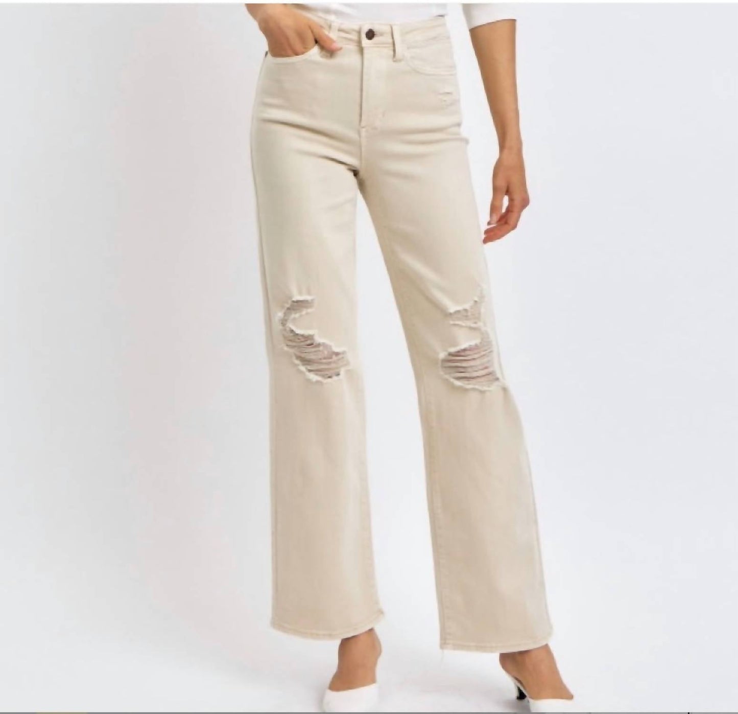 Judy Blue - High Waist Garment Dyed Destroyed Jeans