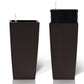 Pack of 2 Brown 22-Inch Faux Rattan Square Planters with Automatic Watering System
