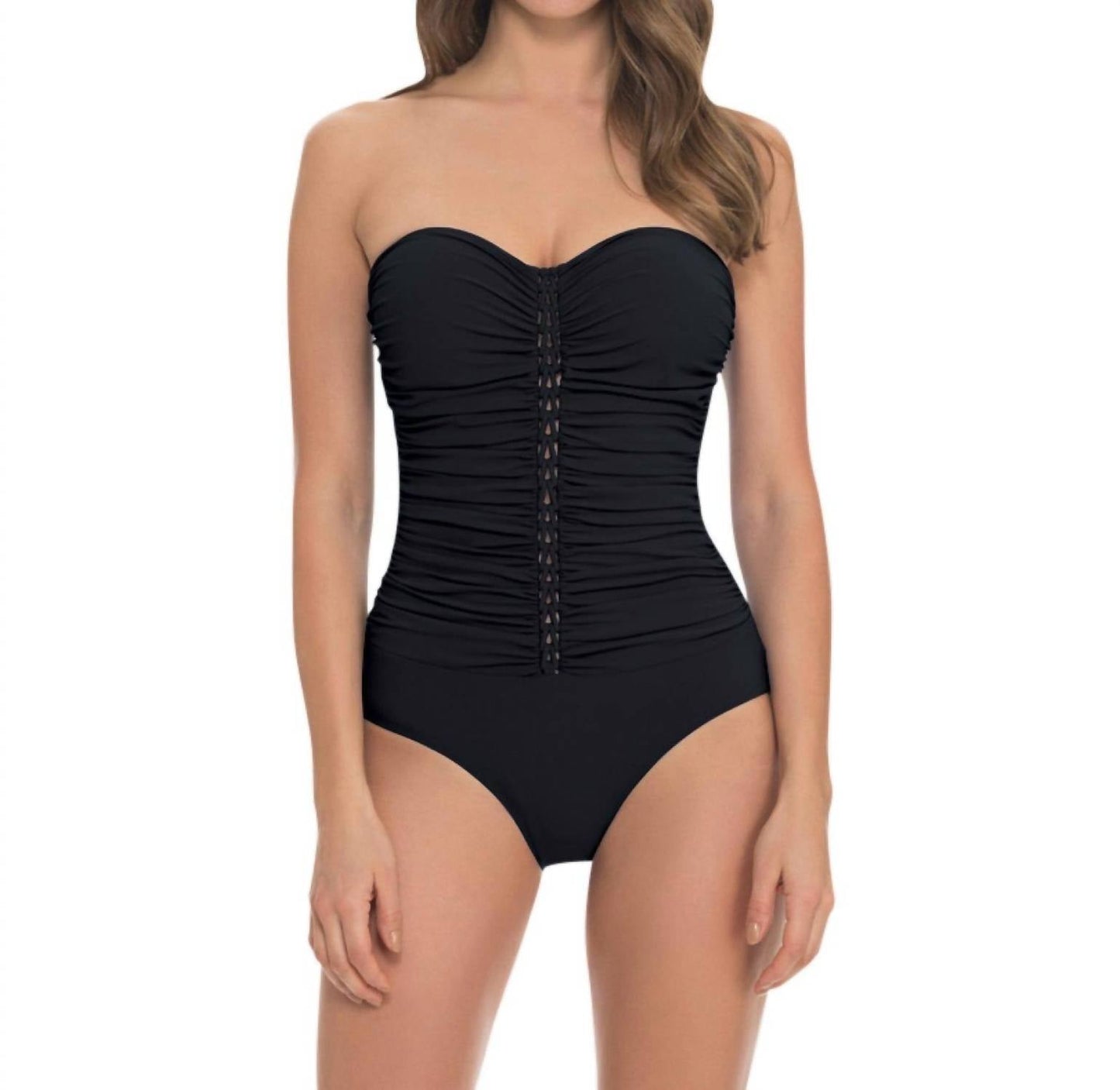 Profile By Gottex - Waterfall Shirred Bandeau One Piece Swimsuit