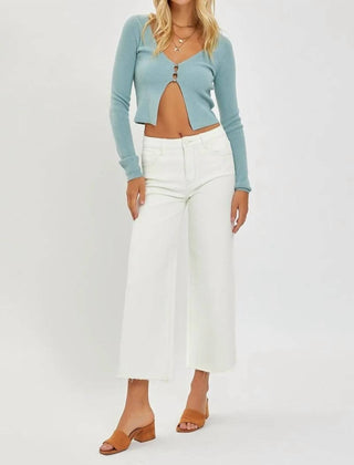 Risen - Calça Jeans Cropped de Cintura Alta