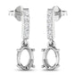 0.14 Carat Genuine White Diamond 14K White Gold Semi Mount Earrings - holds 7x5mm Oval Gemstones