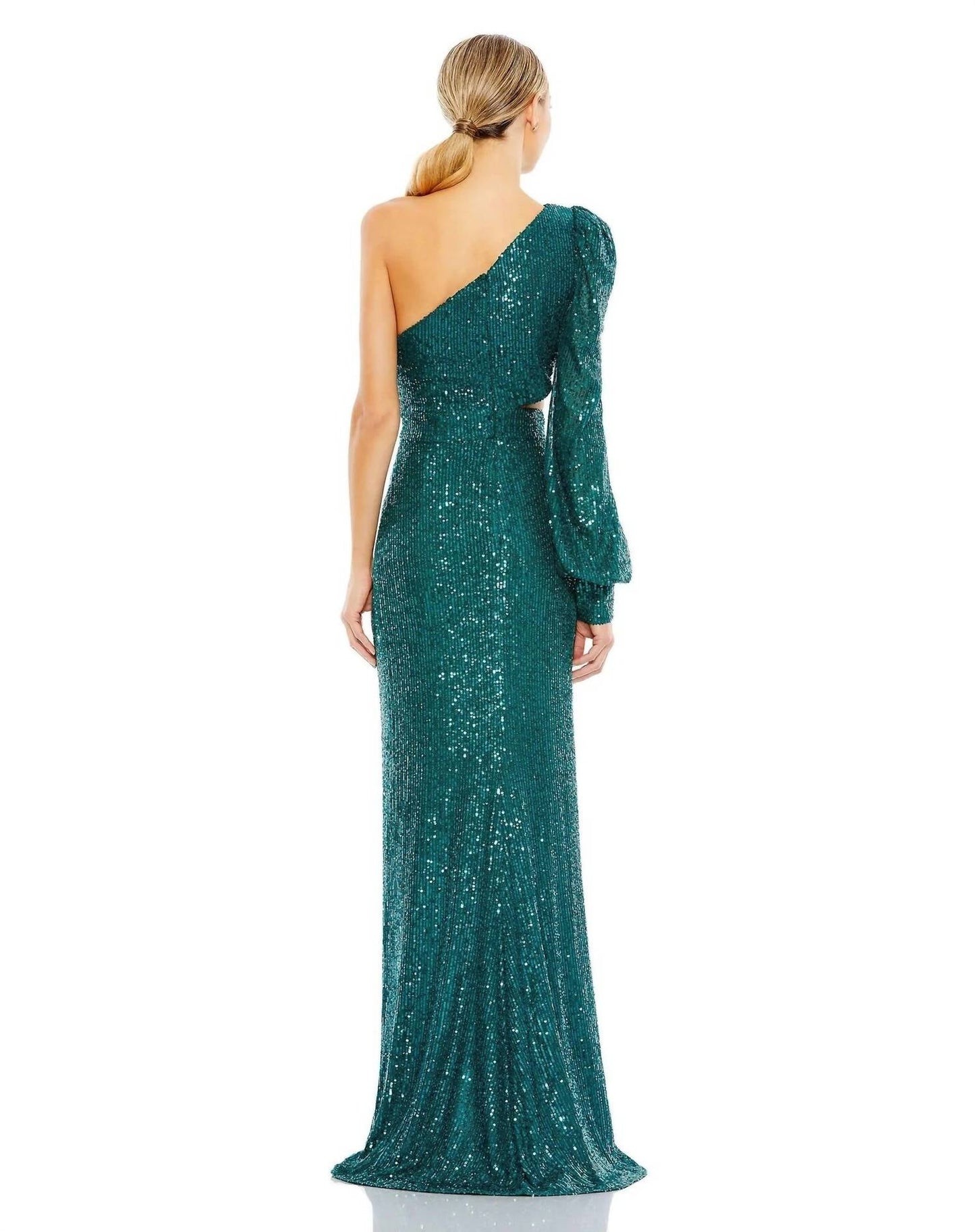 Ieena For Mac Duggal - Sequined One Shoulder Cut Out Gown
