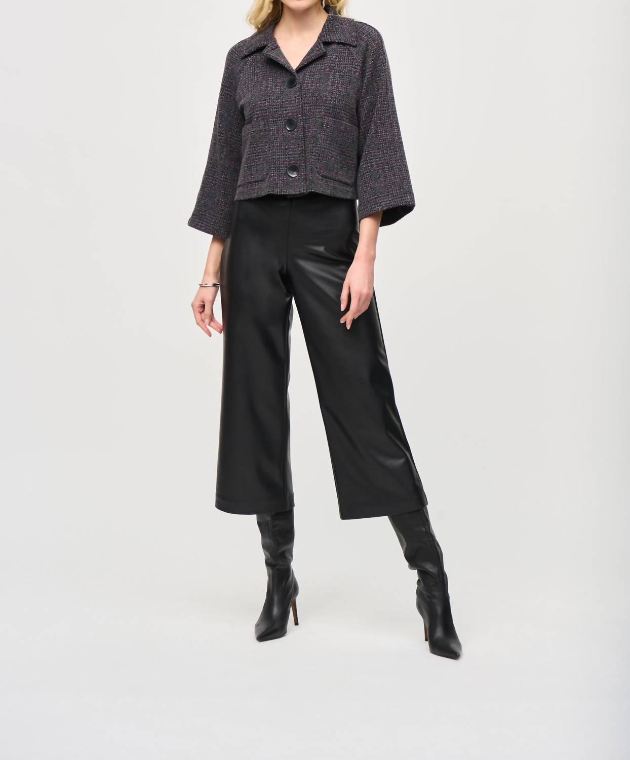 Joseph Ribkoff - Leatherette Pull On Culotte Pants