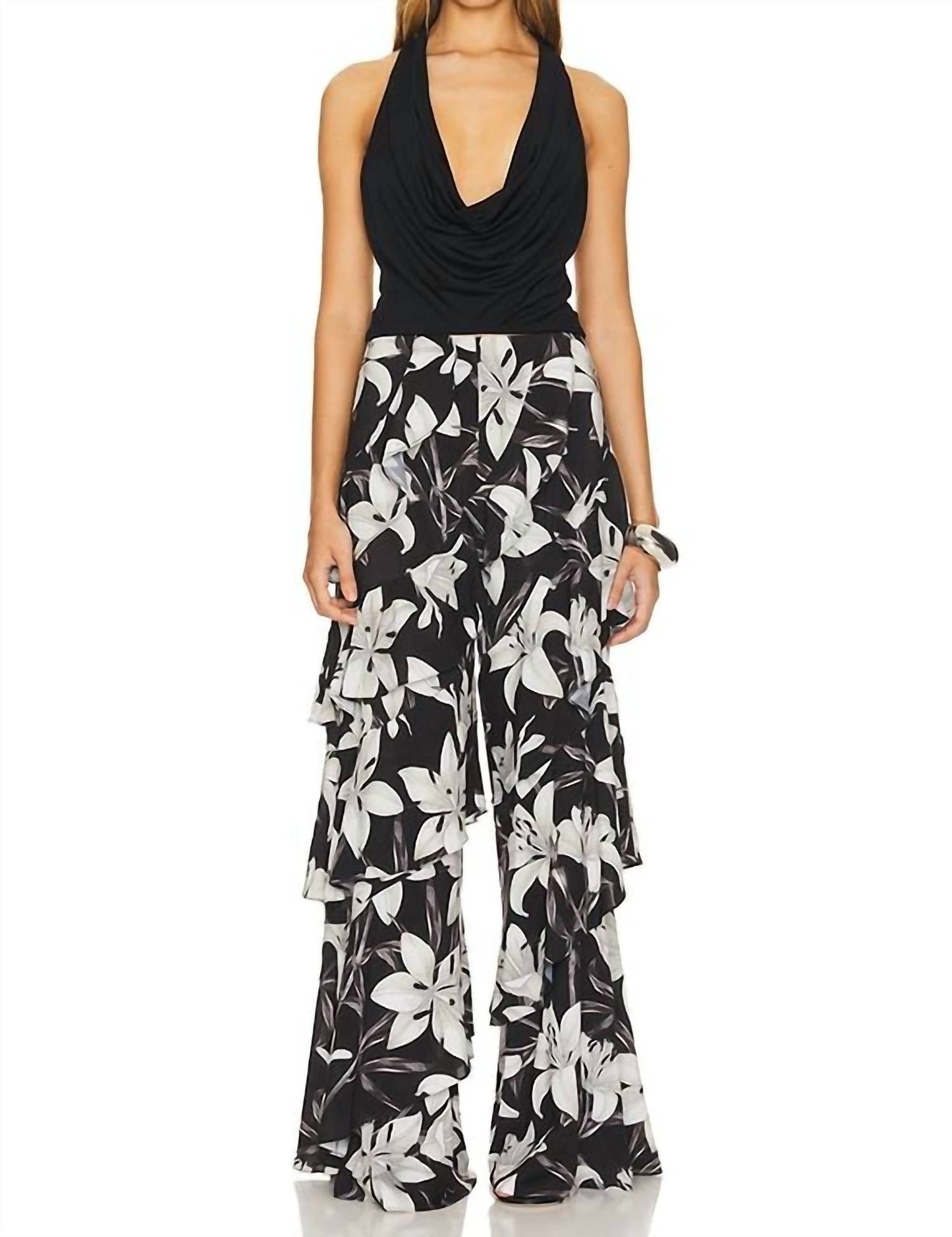Alice + Olivia - Lotus High Rise Wide Leg Ruffle Pants