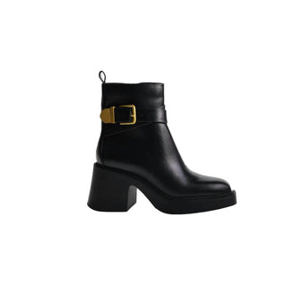 Chinese Laundry - Women's Leather With Gold Buckle Ankle Boots