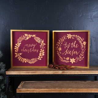 Framed Holiday Sentiment Sign (Set of 2)