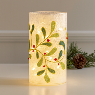 Beaded Glass Mistletoe Candle Holder (Set of 2)