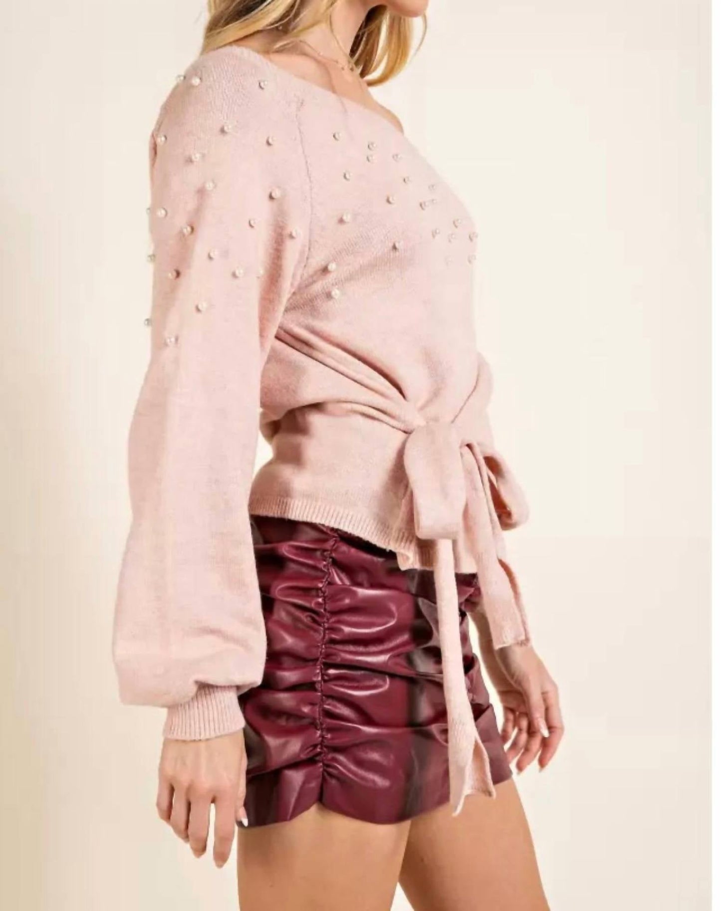 143 Story - Pearl Stud Asymmetrical Sweater