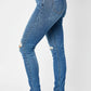 Judy Blue - Mid-Rise Tummy Control Destroy Skinny Jean