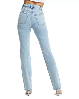 Good American - Calça Jeans Icon Dusted Jewel com Perna Reta