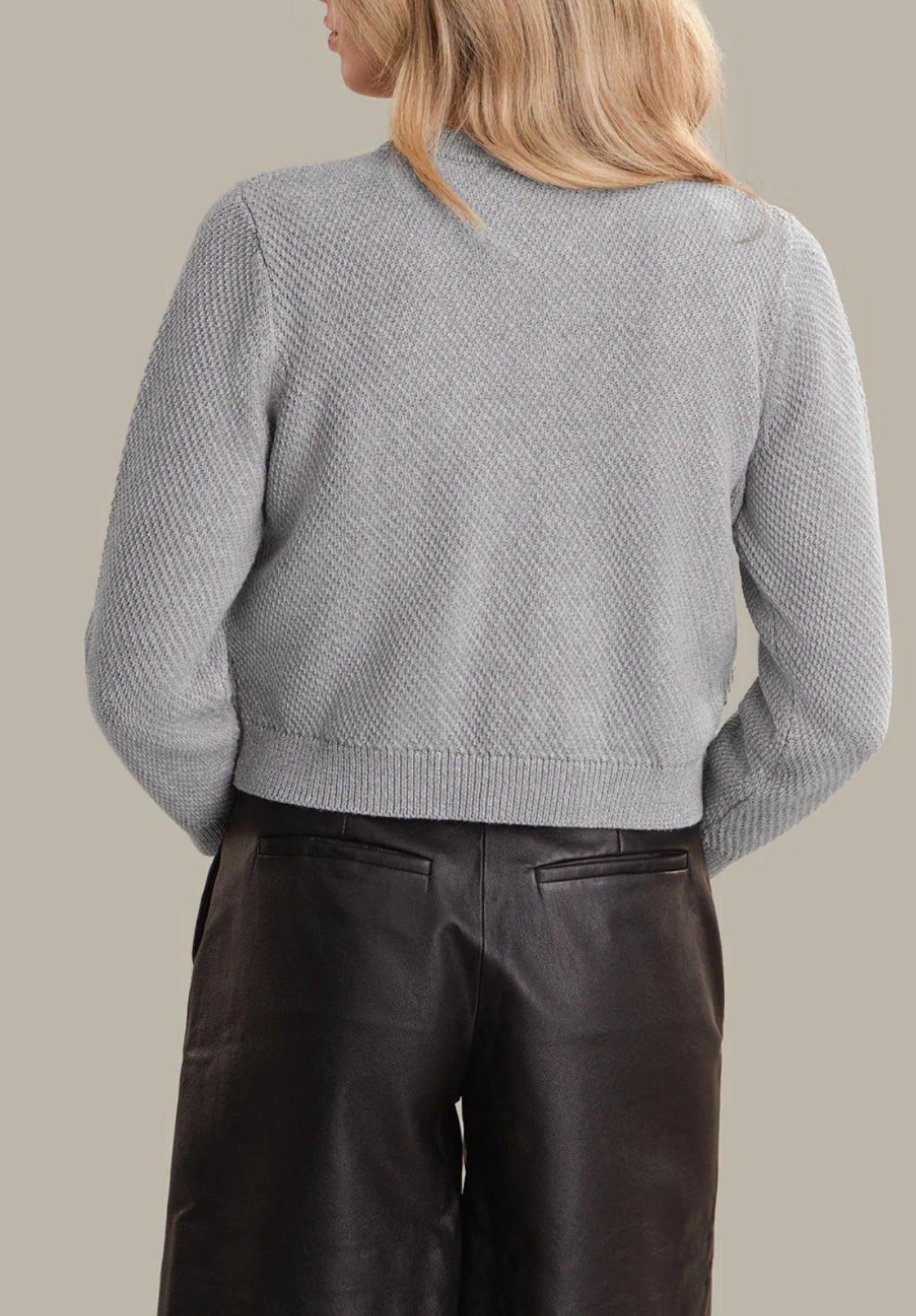 525 America - Lorena Crewneck Textured Sweater Jacket