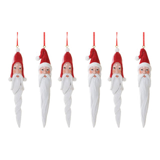 Carved Santa Drop Ornament (Set of 6)