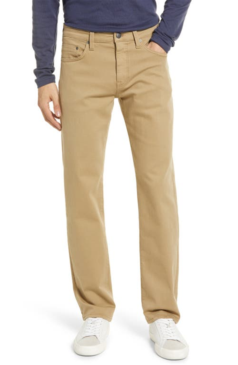 Calça Mavi Jeans Zach de sarja reta em cáqui britânico Newport tamanho 36 x 30
