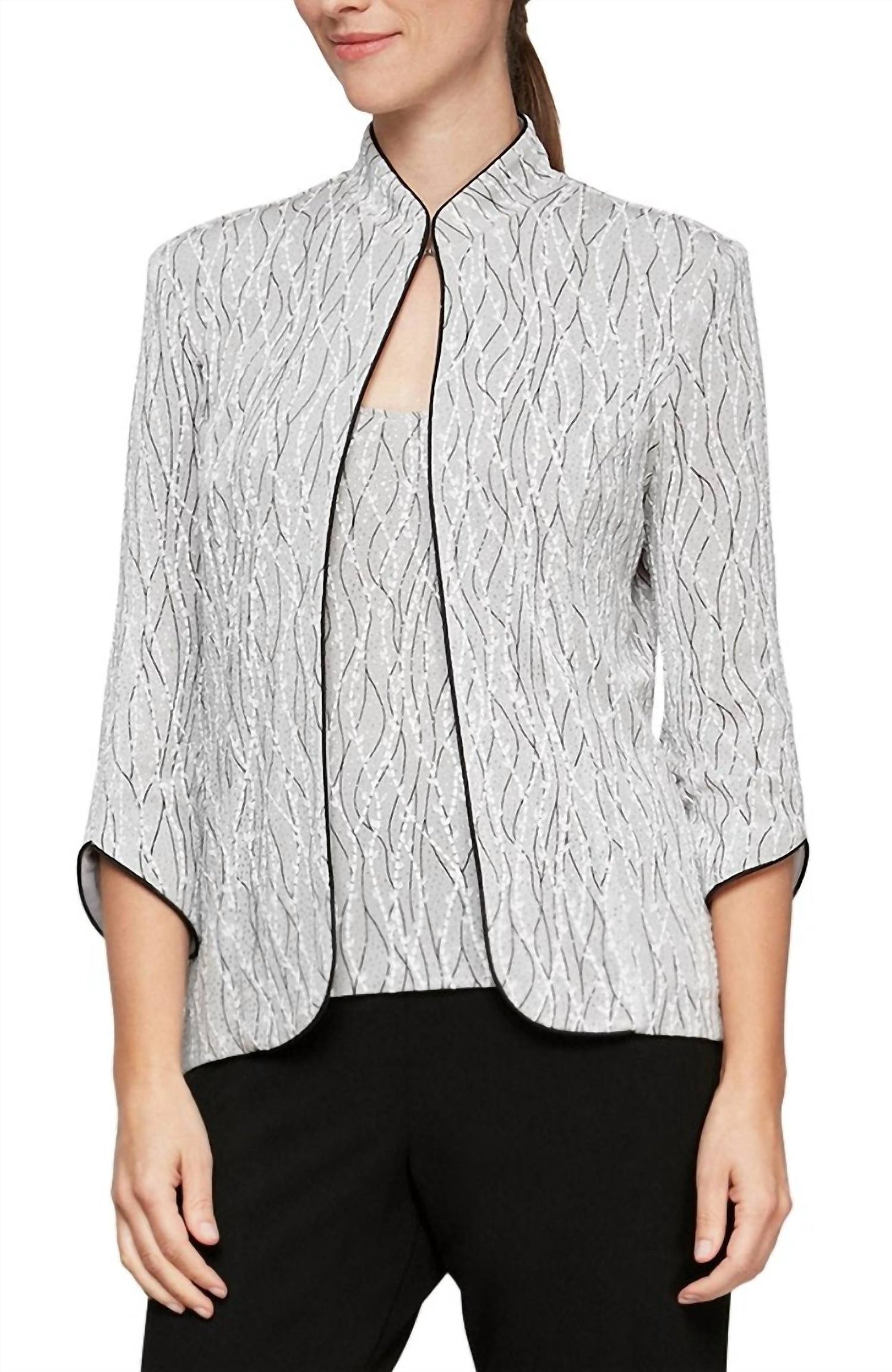 Alex Evenings - Textured Mandarin Collar Twinset