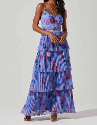Astr - Vestido longo floral plissado Daytona