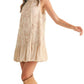 &Merci - Embellished Mixed Media Bubble Hem Mini Dress