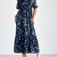 Elan - Three-quarter Sleeve V Neck Floral Maxi Dress