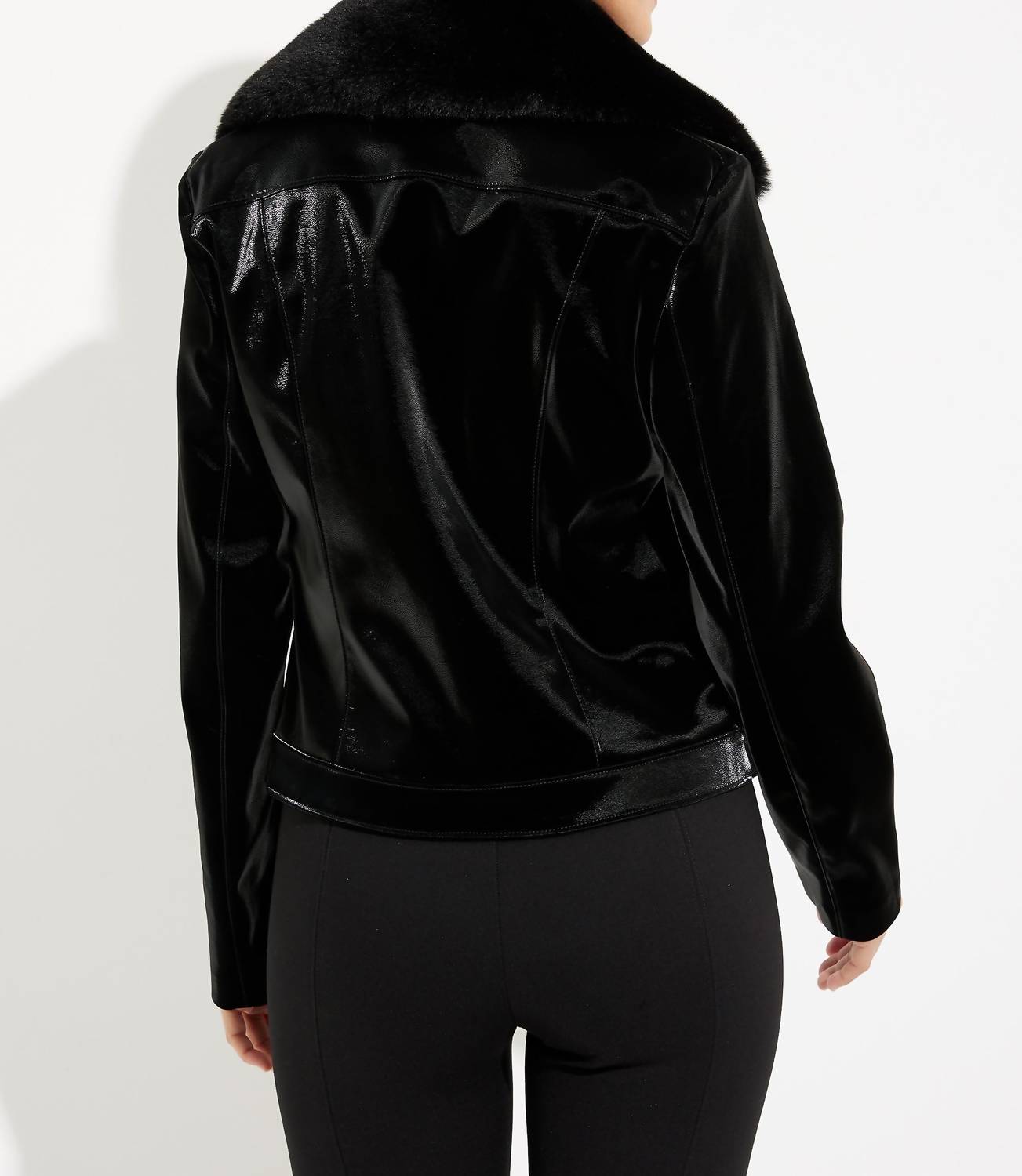 Joseph Ribkoff - Faux Fur Accent Moto Jacket