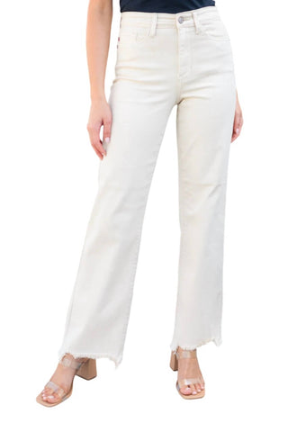 Judy Blue - Calça jeans reta tingida de cintura alta dos anos 90