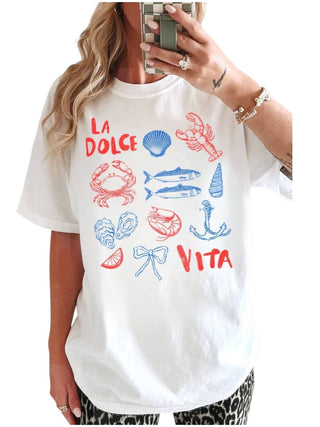 Hrt &amp; Luv - Camiseta gráfica lavada La Dolce Vita