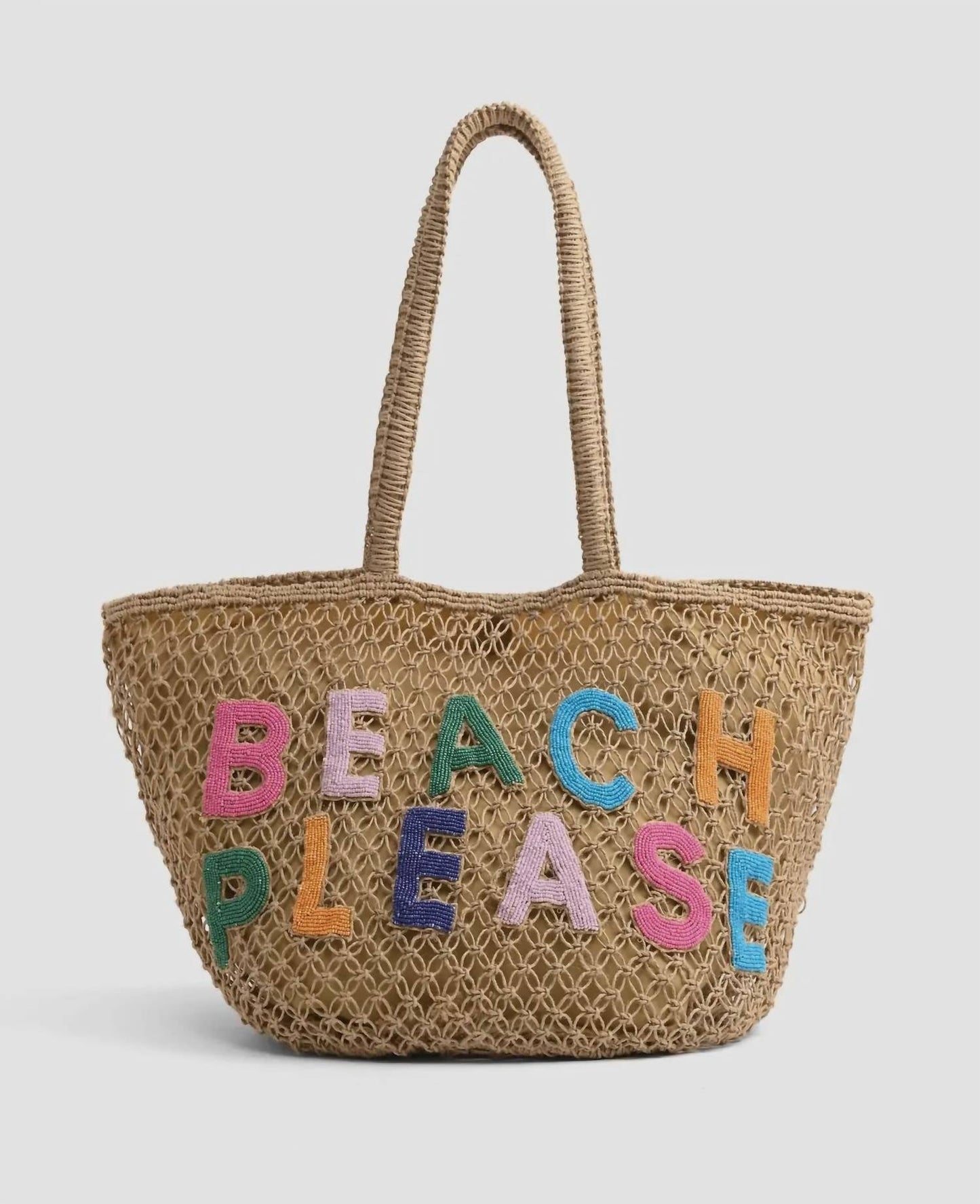 America & Beyond - Women's Beach Please Beaded Macrame Tote Bag
