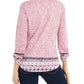 Blusa feminina estampada com mangas bufantes e decote aberto, estilo &amp; co, rosa, tamanho pequeno