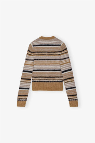 Ganni - Cardigan listrado de lã macia