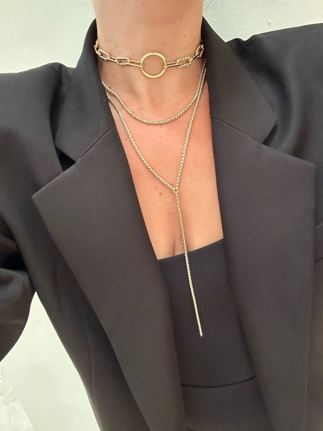 Eklexic - Thin Luciana Box Chain Lariat