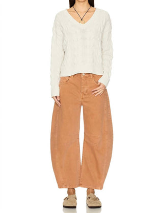 Free People - Suéter com decote em V e cabo lavado