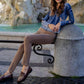 Charlie B - Reverse Print Floral V-neck Sweater