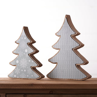 Wood Pine Tree Decor (Set of 2)