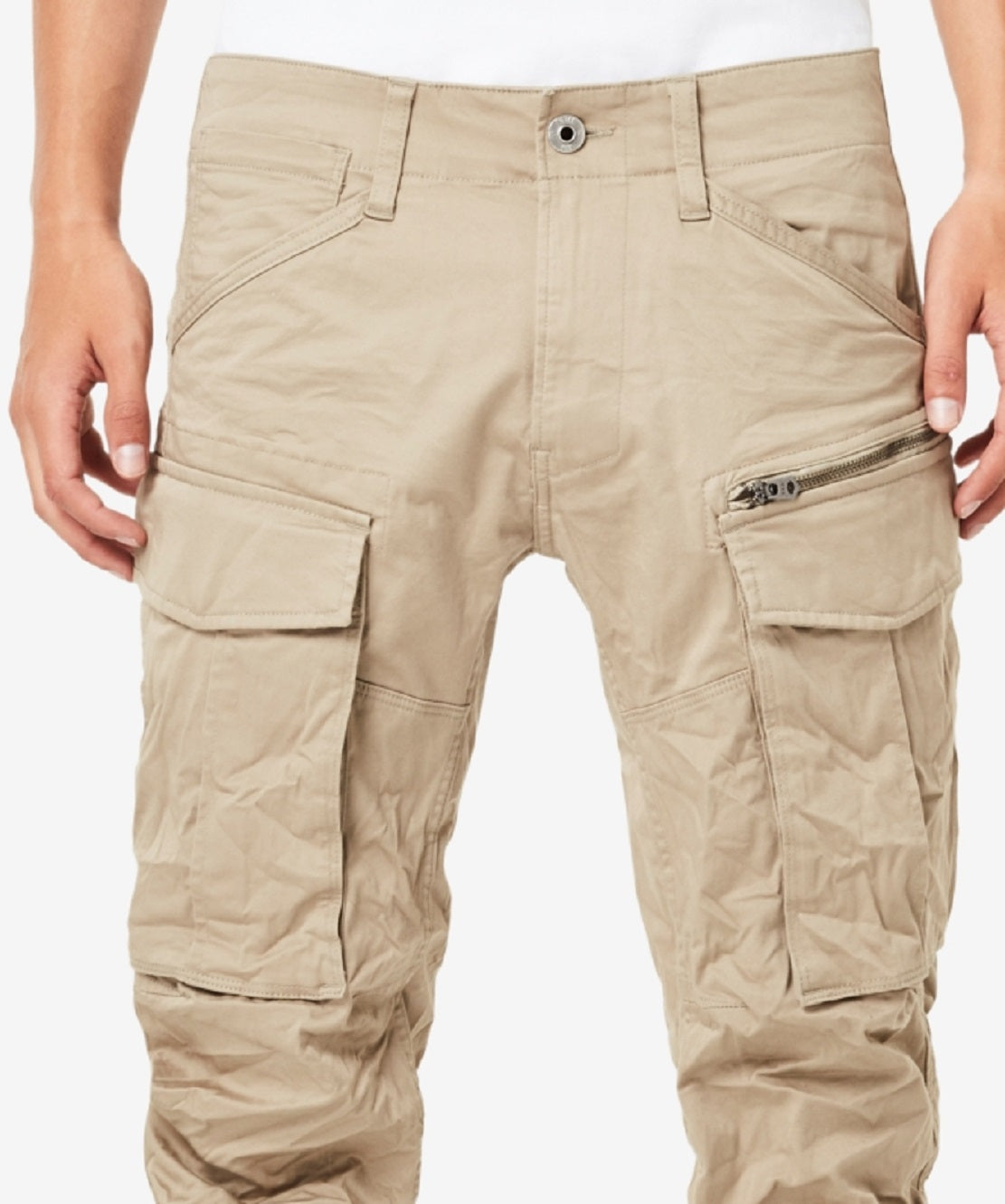 Calça cargo masculina G-Star Raw Rovic Zip 3D reta e afunilada, tamanho 36x32, marrom