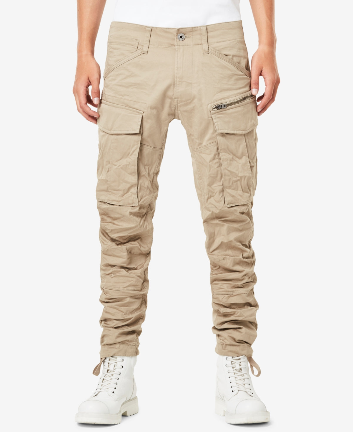 Calça cargo masculina G-Star Raw Rovic Zip 3D reta e afunilada, tamanho 36x32, marrom