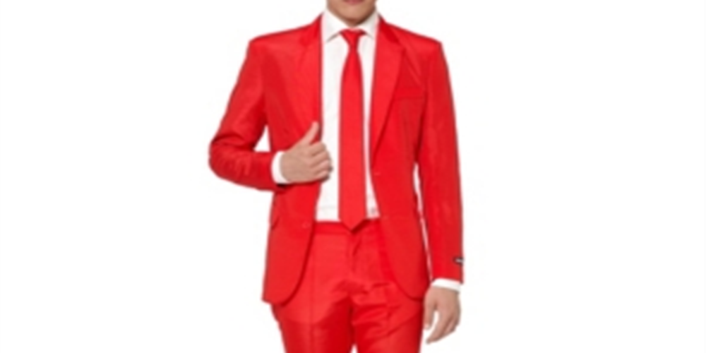 Terno masculino sólido Suitmeister vermelho tamanho XL