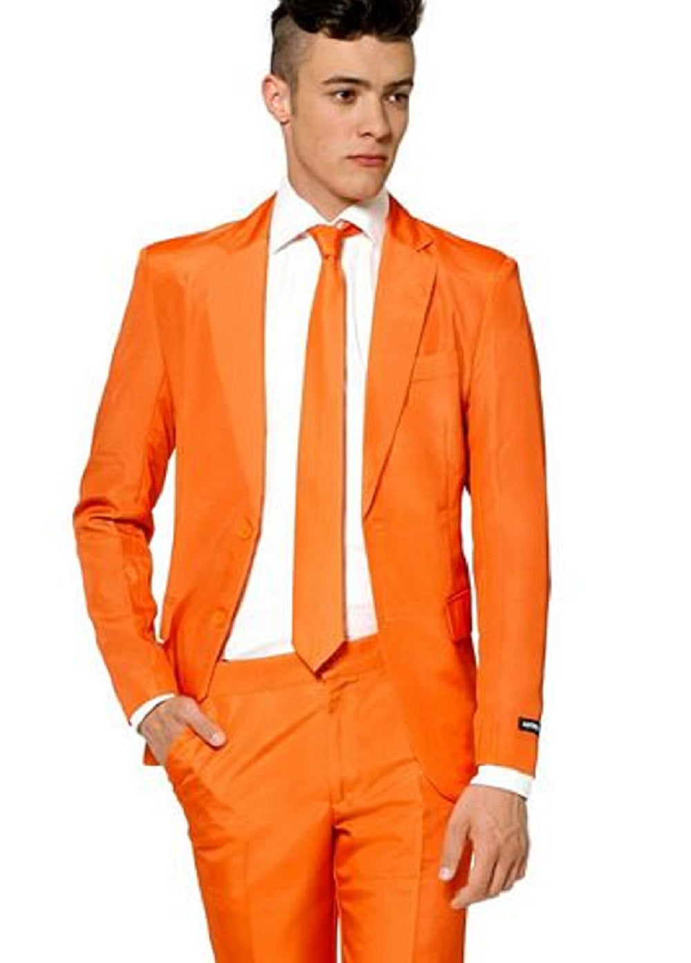 Terno masculino liso Suitmeister laranja tamanho médio