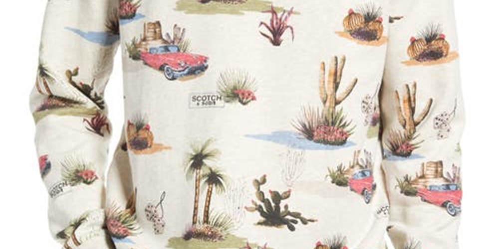 Moletom masculino de algodão com estampa completa Scotch &amp; Soda, cinza, tamanho extragrande