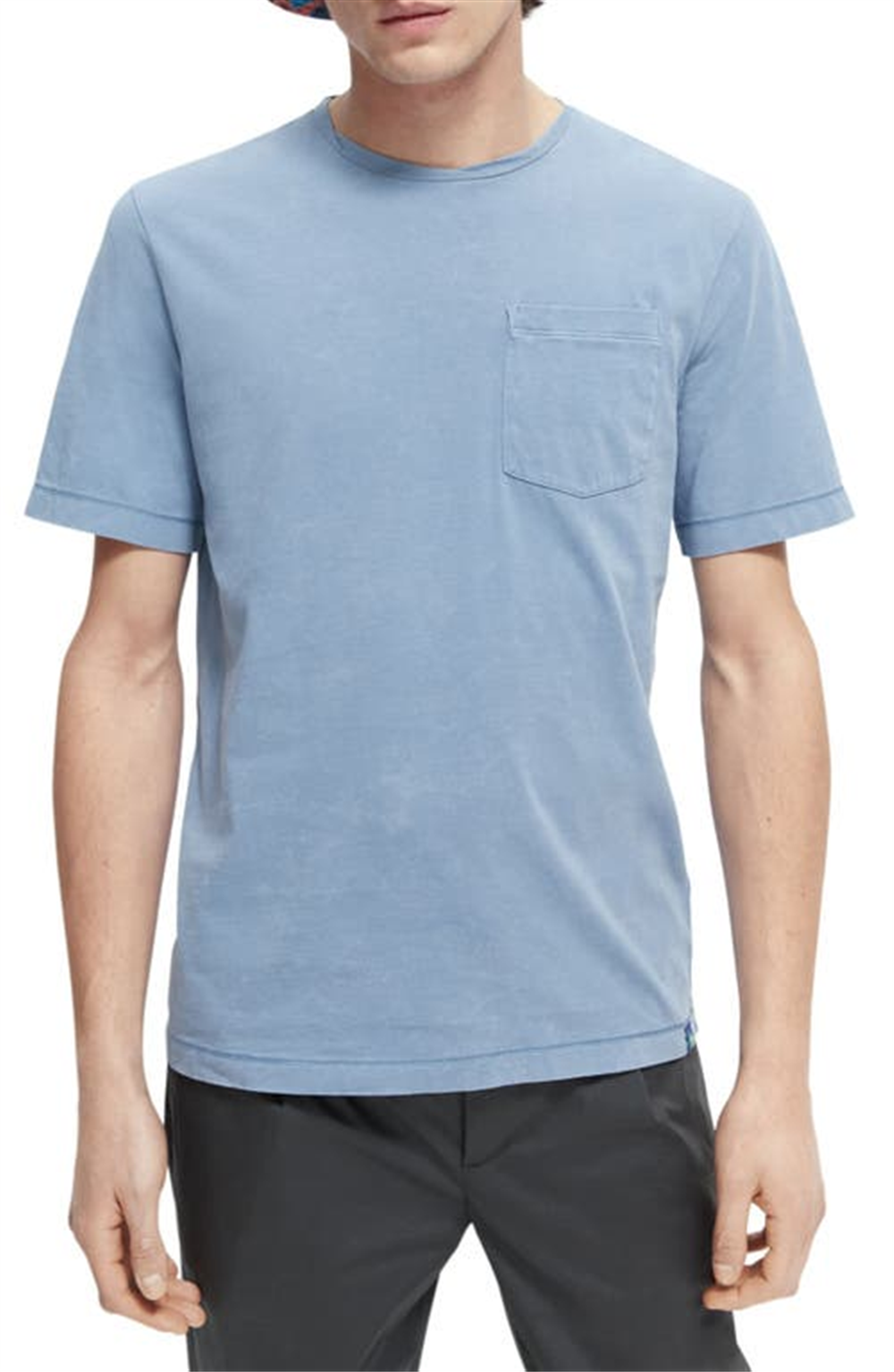 Camiseta de bolso de algodão orgânico Scotch &amp; Soda - Azul Cosmos, tamanho XXL