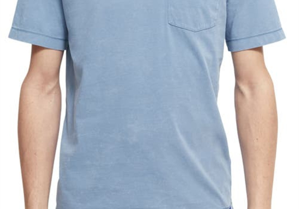 Camiseta de bolso de algodão orgânico Scotch &amp; Soda - Azul Cosmos, tamanho XXL