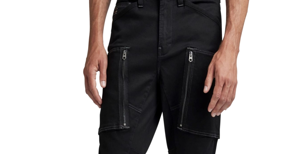 Calça cargo masculina skinny fit com bolsos e zíper 3D da G-Star Raw, preta, tamanho 30x30