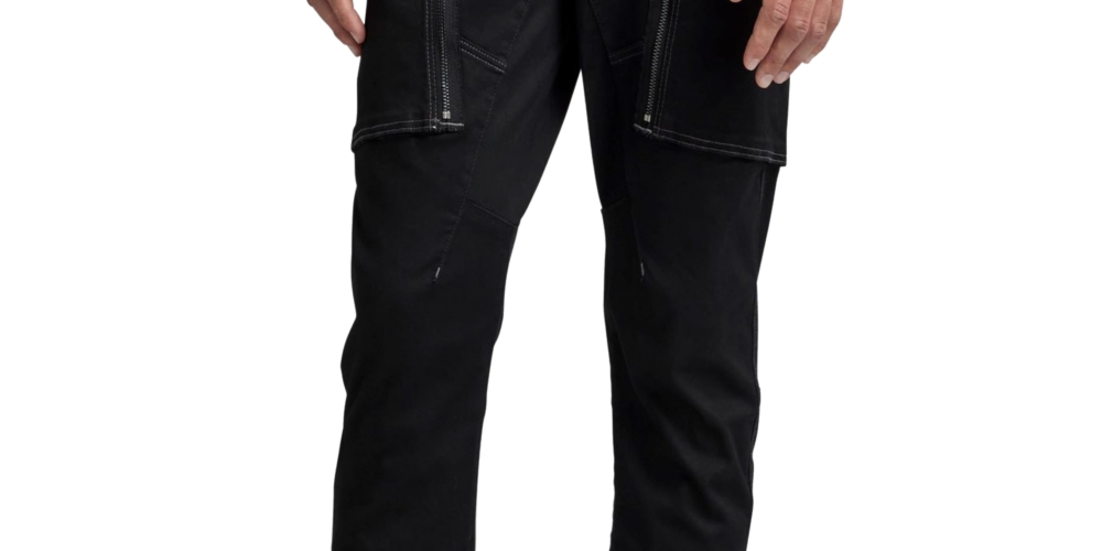 Calça cargo masculina skinny fit com bolsos e zíper 3D da G-Star Raw, preta, tamanho 30x30