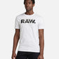 Camiseta masculina G-Star Raw Slim Fit de algodão orgânico com logotipo gráfico, branca, tamanho médio