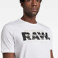 Camiseta masculina G-Star Raw Slim Fit de algodão orgânico com logotipo gráfico, branca, tamanho médio