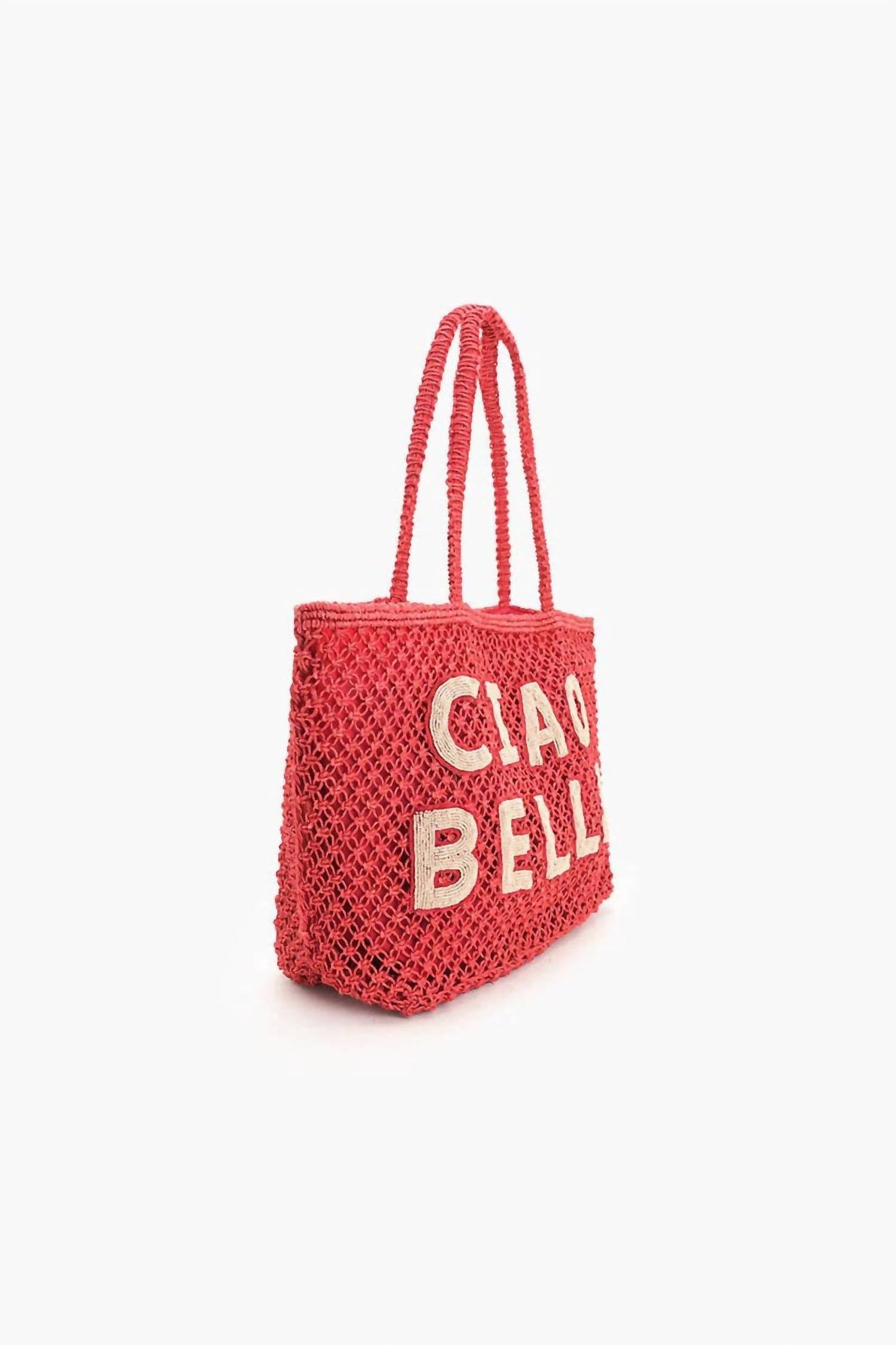 America & Beyond - Women's Ciao Bella Beaded Macrame Jute Tote Bag