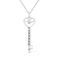 .925 Sterling Silver Pave and Bezel-Set Diamond Accent Key 18" Heart and Lock Pendant Necklace (K-L Color, I1-I2 Clarity)