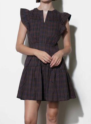 Greylin - Marlo Plaid Ruffle Sleeve Mini Dress