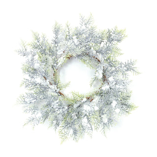 Flocked Cedar Wreath 15"D