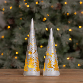 LED Frosted Glass Tree Decor (Set of 2)