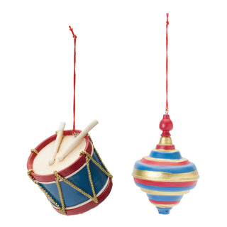 Toy Drum and Top Spinner Ornament (Set of 12)