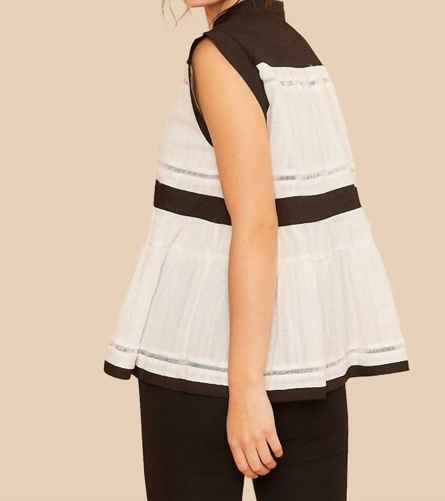 Anniewear - Contrast Trim Peplum Top